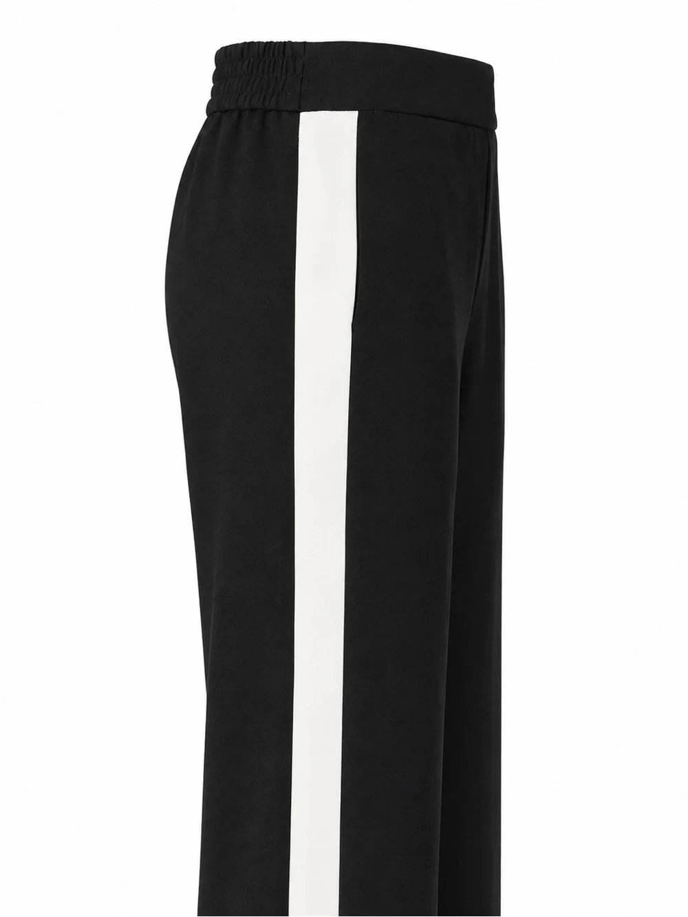 Theory Black Wide-Leg Track Pants with White Side Stripe